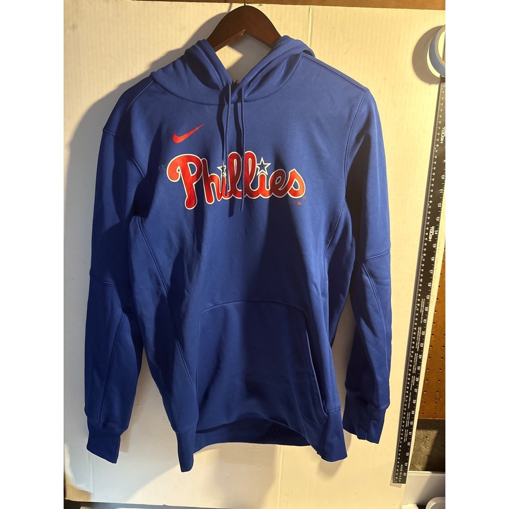 Nike Dri Fit Philadelphia Phillies MLB Royal Blue Pullover Hoodie Mens Small New